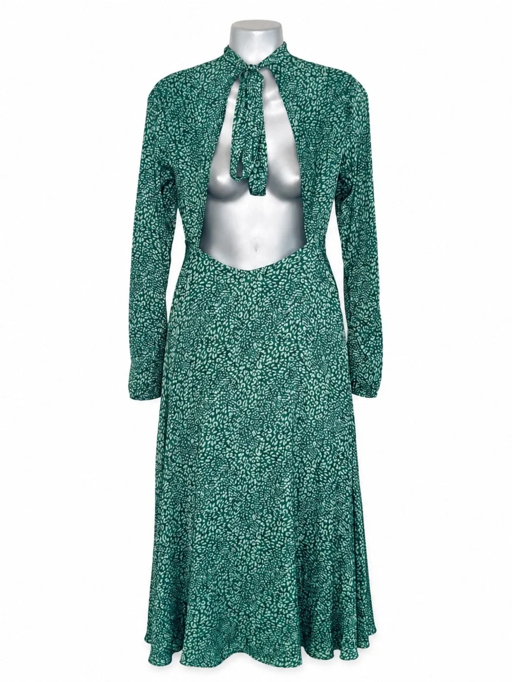 Free People Loveless Midi Dress Size 2 Green Tie‎ Back Cutout Boho